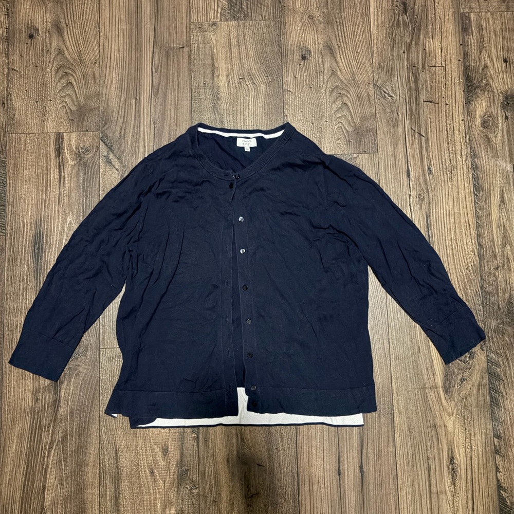 crown & ivy Navy Button-Front Lightweight Shirt Jacket